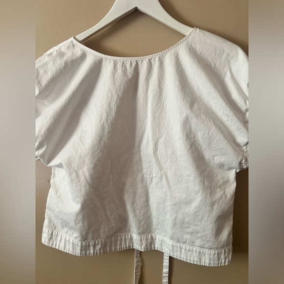 Cuyana White Strappy back tie Top poplin boho chic xs preppy boxy - Picture 5 of 14